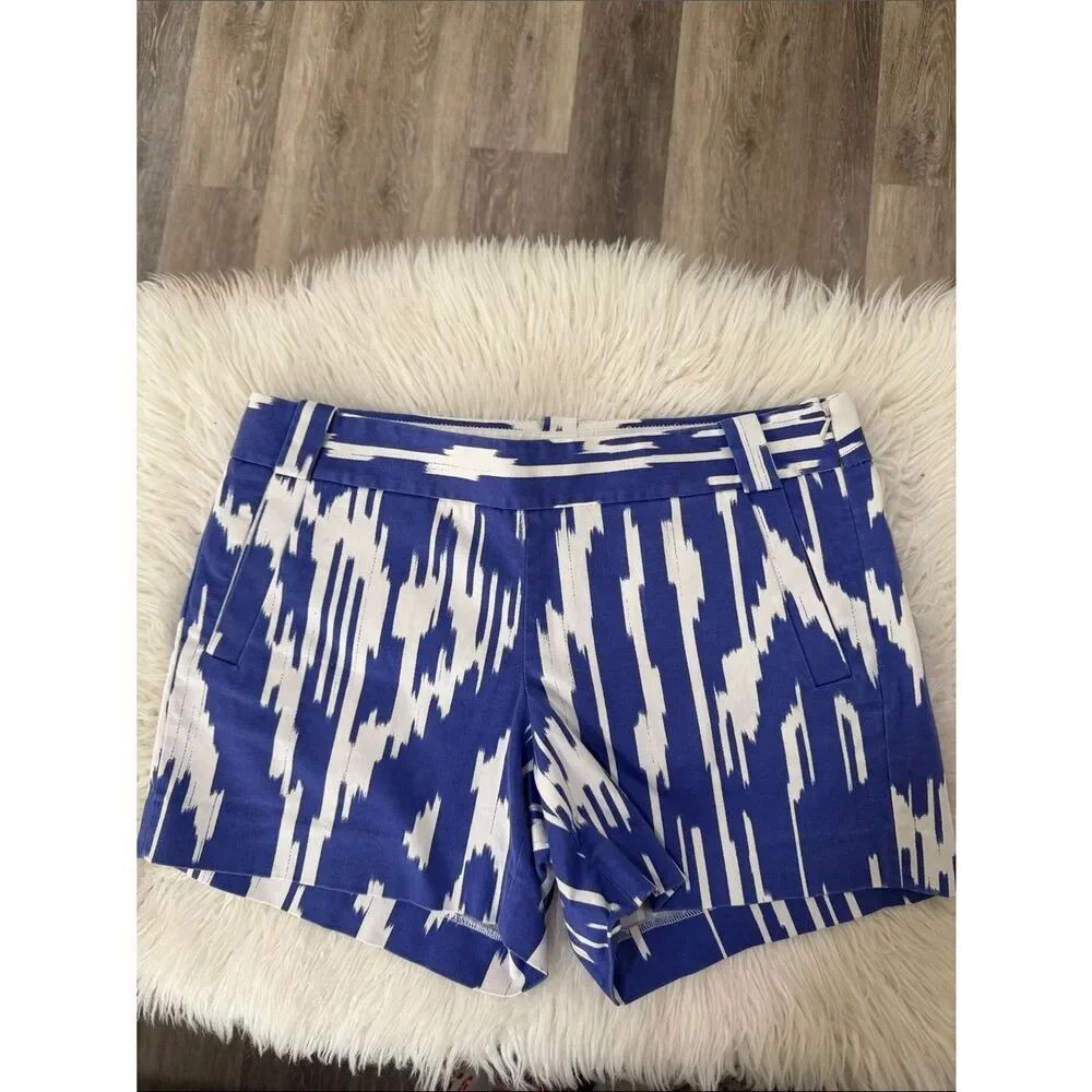 J. Crew Blue and White Patterned Bermuda Shorts Size
